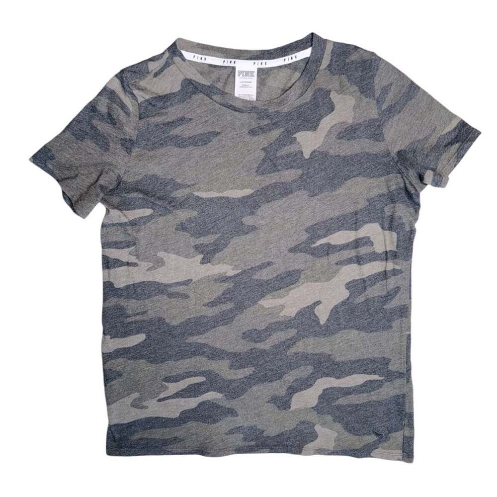 PINK VICTORIA’S SECRET Women’s Green Camo Short Sleeve Crew Neck T-Shirt